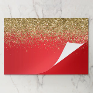 Sparkly Gold Glitter Red Ombre Paper Pad