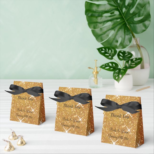 Sparkly gold glitter ritzy wedding party favor box (Multiple)