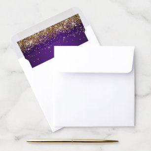 Sparkly Gold Glitter Royal Purple Gradient Envelope Liner