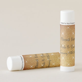 Sparkly gold glitter wedding party favor lip balm