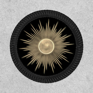 Sparkly Gold Hippie Sun Full Moon Black Spiritual Patch