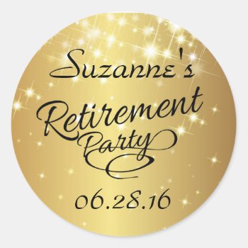 Sparkly Gold Retirement Stickers by AnnounceIt at Zazzle