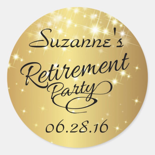 Sparkly Gold Retirement Stickers (Front)