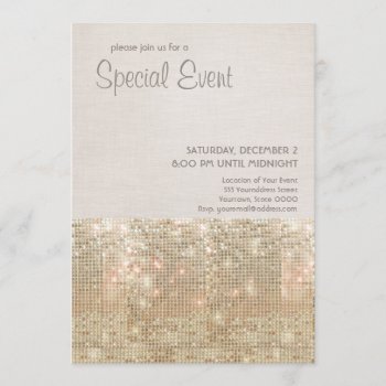 Sparkly Gold Sequins Festive Party Invitation by pixiestick at Zazzle