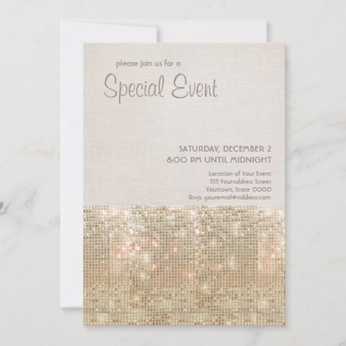Sparkly Gold Sequins Festive Party Invitation