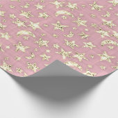 Sparkly Gold Stars Moon Pink Pastel Sky Black Wrapping Paper (Corner)