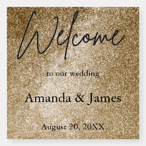 Sparkly Gold Wedding Welcome Sign