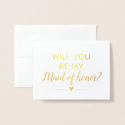 Sparkly Gold Will You Be My Maid of Honor Proposal Foil Card