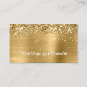 Sparkly Golden Glitter Gold Satin Ombre Foil Business Card