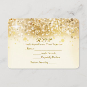 Sparkly Golden Lights Elegant RSVP Invitation Card