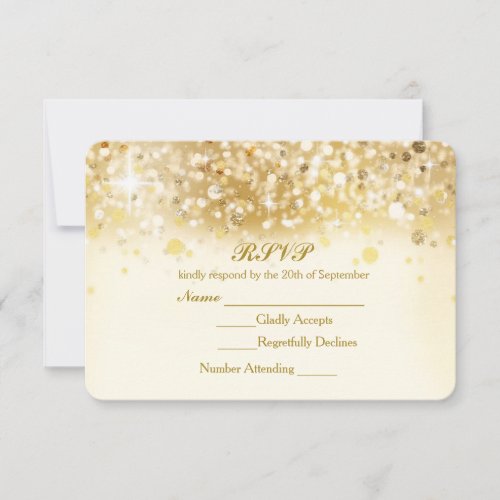 Sparkly Golden Lights Elegant RSVP Invitation Card