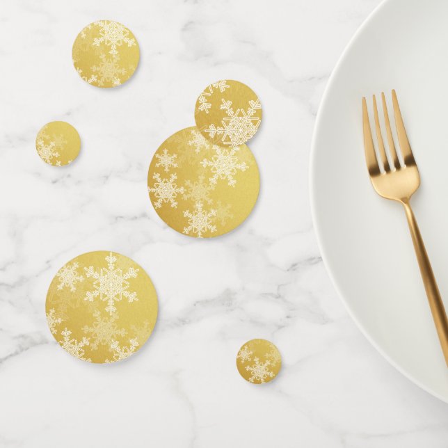 Sparkly Golden Snowflakes Minimalist Christmas Confetti (Group)