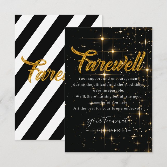 Sparkly Goodbye coworker farewell card (Front/Back)