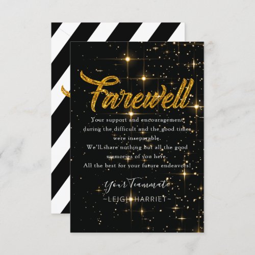 Sparkly Goodbye coworker farewell card