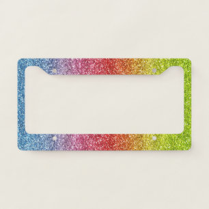Sparkly Gray, Red & Yellow Gradient Glitter License Plate Frame