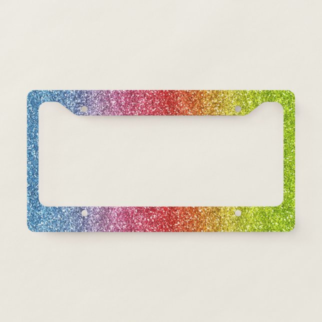 Sparkly Gray, Red & Yellow Gradient Glitter License Plate Frame (Front)