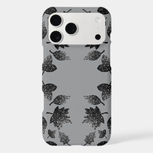 Sparkly gray silver leaves fall autumn pattern iPhone 17 pro max case
