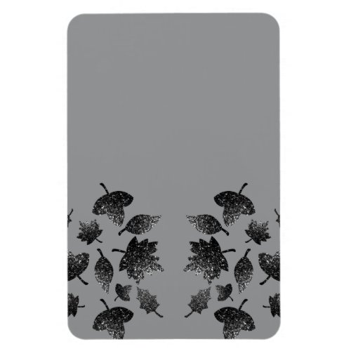 Sparkly gray silver leaves fall autumn pattern magnet