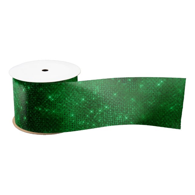 Sparkly Green Foil Satin Ribbon (Spool)