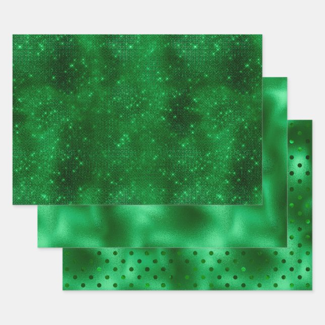 Sparkly Green Foil Wrapping Paper Sheets (Set)