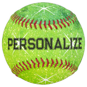 Sparkly green glitter custom softball design