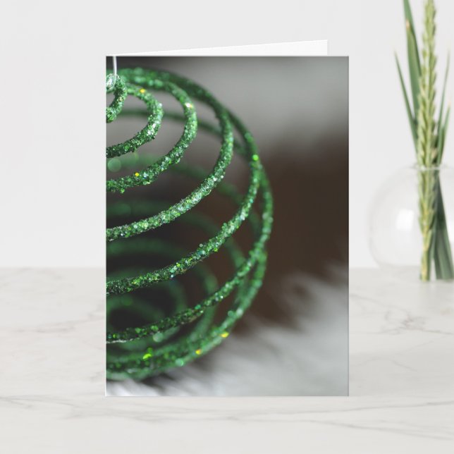 Sparkly Green Ornament (holiday card) Holiday Card (Front)