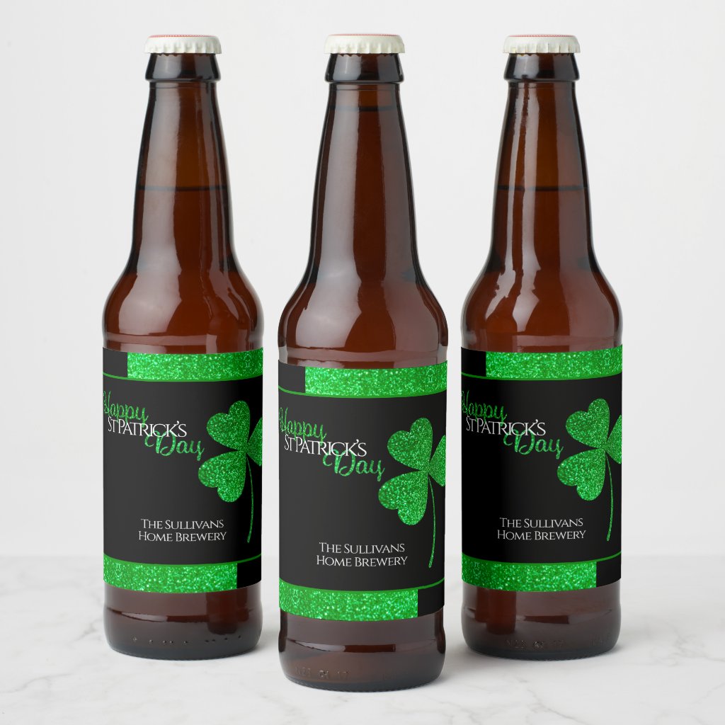 Sparkly Green Shamrock St Patrick Personalized