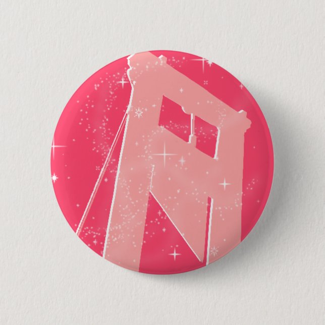 sparkly guillotine pinback button (Front)