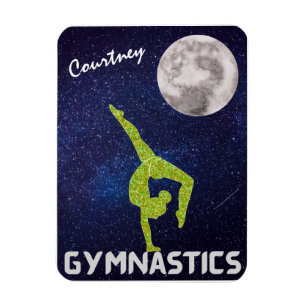 Sparkly Gymnast in Space by the Moon   Magnet