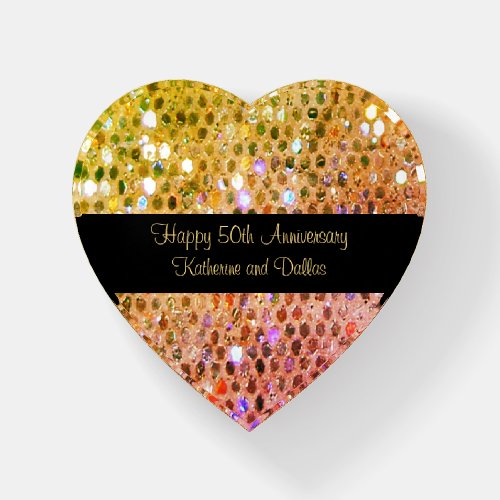 Sparkly Happy 50th Golden Anniversary with Names Paperweight