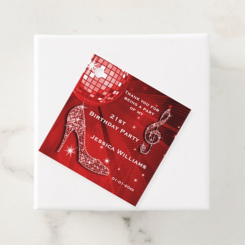 Sparkly Heels Music Disco Ball Party Favor Tags