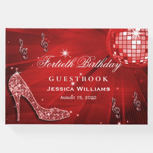 Sparkly Heels Music Disco Ball Party Guest Book