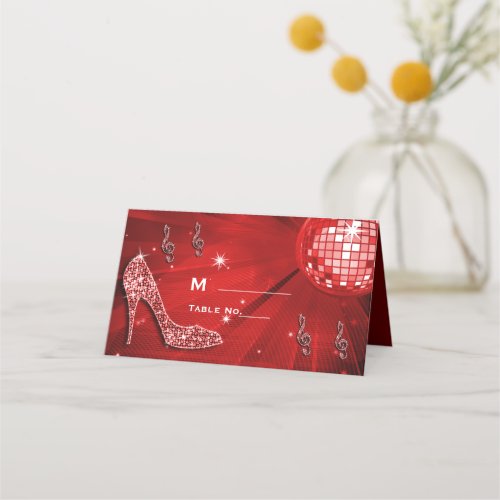Sparkly Heels Music Disco Ball Party Place Card