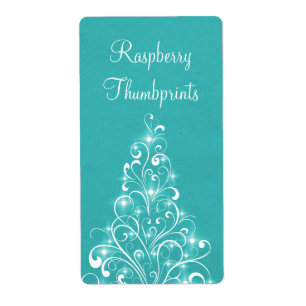 Sparkly Holiday Tree Baking Labels, Aqua Label