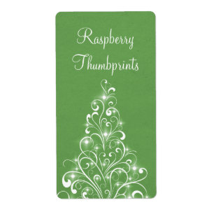 Sparkly Holiday Tree Baking Labels, Green Label