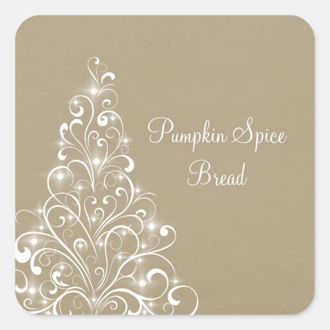 Sparkly Holiday Tree Baking Stickers, Latte Square Sticker (Front)