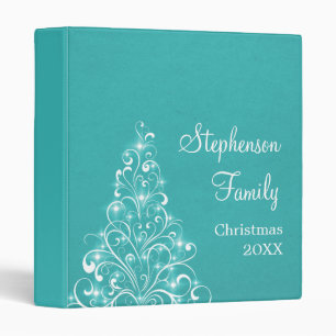 Sparkly Holiday Tree Binder (1 inch), Aqua