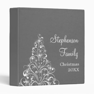 Sparkly Holiday Tree Binder (1 inch), Gray
