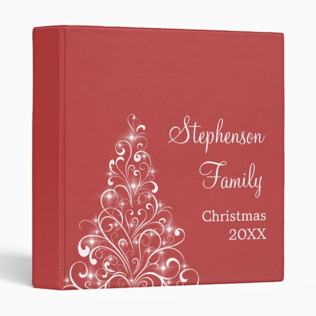 Sparkly Holiday Tree Binder (1 inch), Red (Front/Spine)