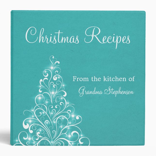 Sparkly Holiday Tree Binder (2 inch), Aqua (Front)