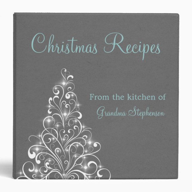 Sparkly Holiday Tree Binder (2 inch), Gray (Front)