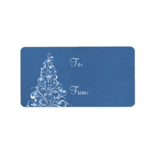 Sparkly Holiday Tree Gift Tags, Blue Label
