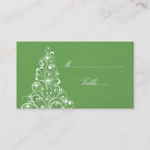 Sparkly Holiday Tree Place Card Green Place Card