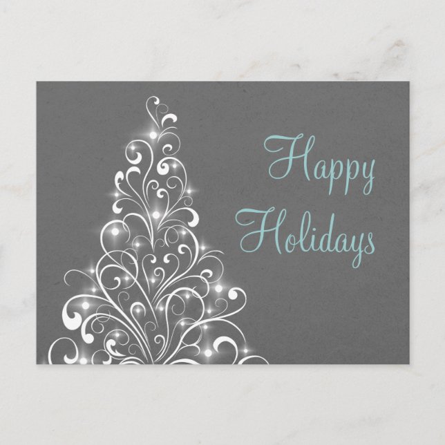 Sparkly Holiday Tree Postcard, Dark Gray Postcard (Front)