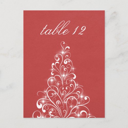 Sparkly Holiday Tree Table Postcard Red Postcard