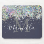 Sparkly Holographic Rose Gold Glitter Monogram Mouse Pad at Zazzle