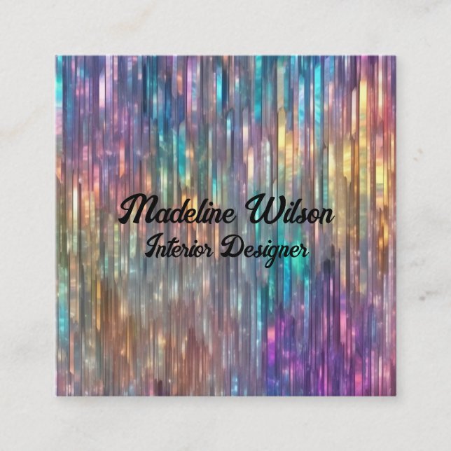 Sparkly Holographic Square Business Card (Front)