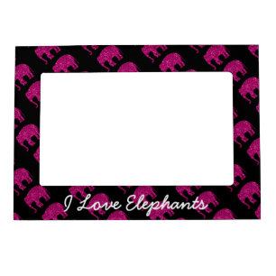 Sparkly hot pink Elephant faux sparkle Personalize Magnetic Frame