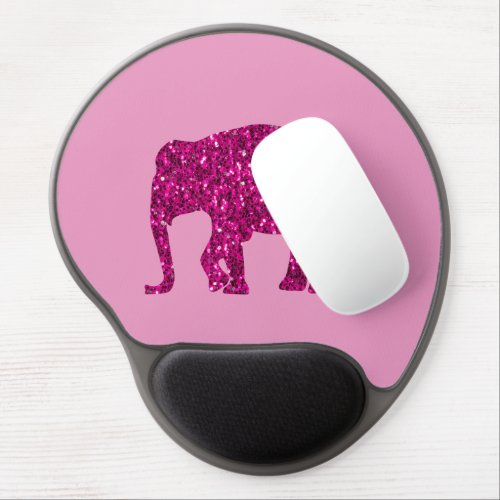 Sparkly hot pink Elephant faux sparkles Gel Mouse Pad