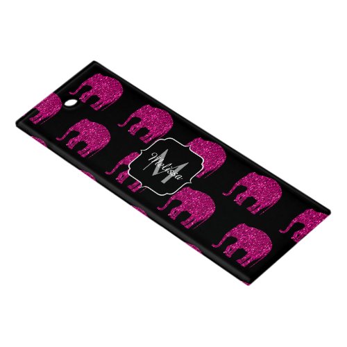 Sparkly hot pink Elephant faux sparkles Monogram Ruler